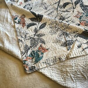 Indian Kantha quilt. Owl Print. 100% cotton. King. Ethnic. 107” wide 110” long